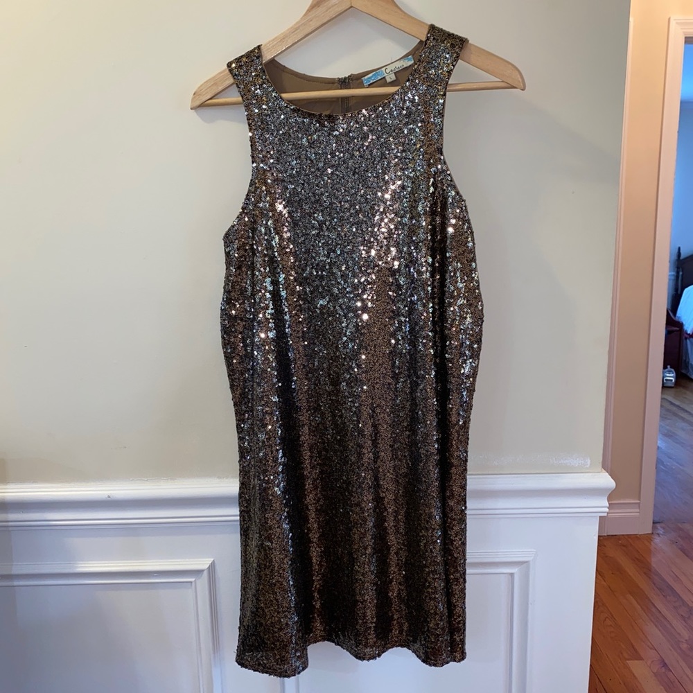 Gold sequin dress